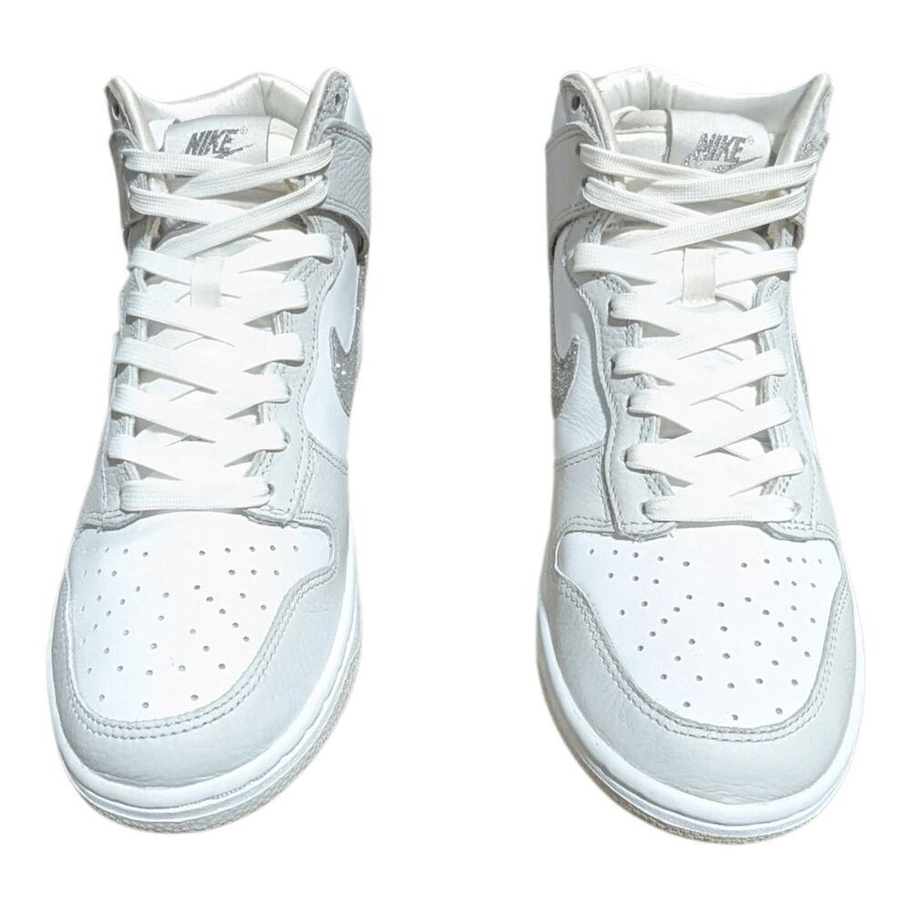 NIKE Dunk High "Silver Glitter Swoosh" Sneakers Size 7 - Picture 4 of 9